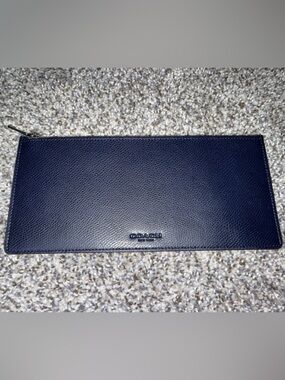 Coach slim blue leather wallet